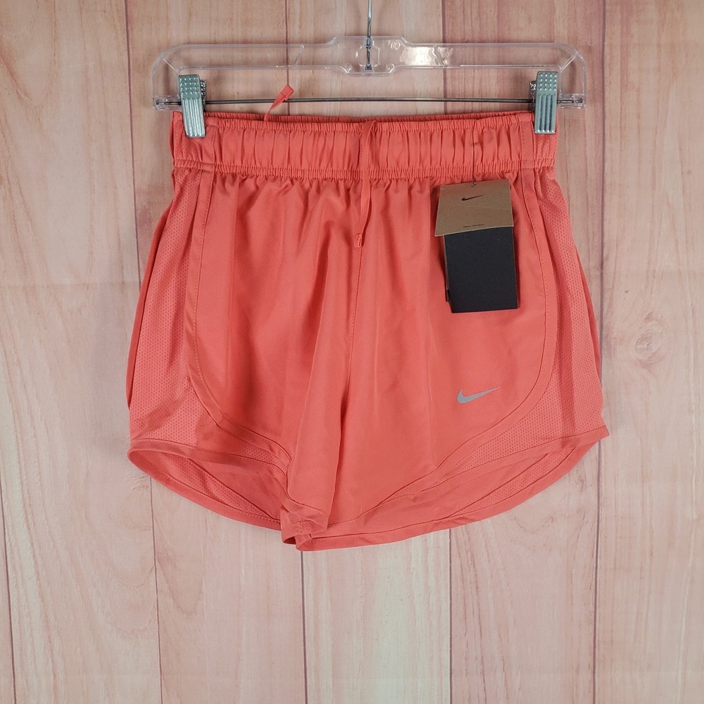 Nike Tempo Womens Shorts XS Orange Reflective Silver Polyester Elastic Waistband